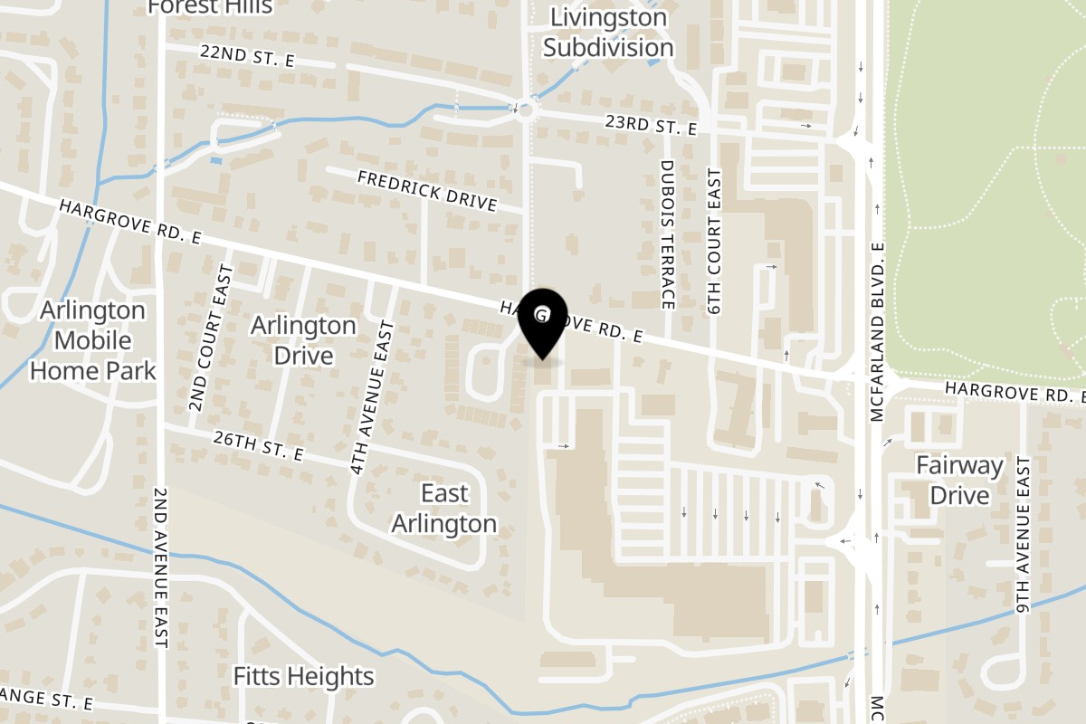 Map showing the location of King's Kitchen on 501 Hargrove E Rd in Tuscaloosa